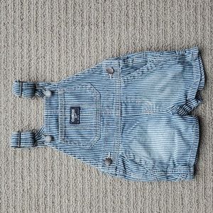 Oshkosh denim pinstripe overalls, size 6m